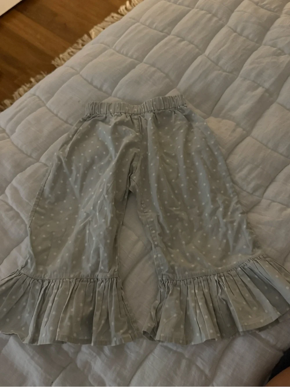 Matilda Jane Girls Polka Dot Ruffle Hem Pants - Light Sage